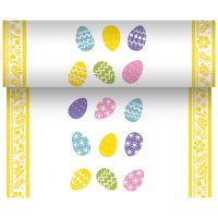 Airlaid Tischläufer, stoffähnlich 24 m x 40 cm "Coloured Eggs"