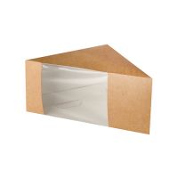 Bio-Sandwichboxen, Pappe mit Sichtfenster aus PLA "pure" 12,3 x 12,3 x 8,2 cm braun