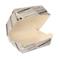 Burger Boxen aus Pappe 12,5 x 12,5 cm "Newsprint" groß
