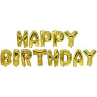 Folienluftballon-Set gold für Geburtstag "Happy Birthday"