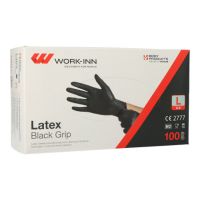 Latex-Handschuhe, puderfrei "Black Grip" schwarz Größe L