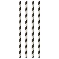 Papierstrohhalme Ø 6 mm · 29 cm schwarz/weiss "Stripes"
