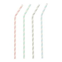 Papierstrohhalme "pure" Ø 6 mm · 22 cm farbig sortiert "Stripes" biegbar