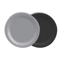 Pappteller rund Ø 18 cm farbig sortiert - grau/schwarz
