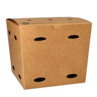 Pommes-Frites-Boxen, Pappe "pure" 14 cm x 16 cm x 16 cm braun "100% Fair" groß