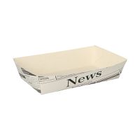 Pommes-Frites-Trays 10,5 x 17 cm weiss "Newsprint" groß