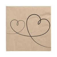 Servietten, 3-lagig 1/4-Falz 33 x 33 cm natur "Love" aus recyceltem Papier