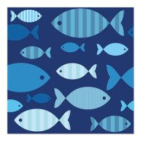 Servietten, 3-lagig 1/4-Falz 33 x 33 cm "Blue Fish"
