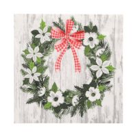 Servietten, 3-lagig 1/4-Falz 33 x 33 cm "Christmas Wreath"