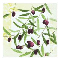 Servietten, 3-lagig, 1/4-Falz, 33 x 33 cm, Dekor "Olive Twig"