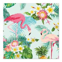Servietten, 3-lagig 1/4-Falz 33 x 33 cm "Exotic Flamingos"