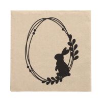 Servietten, 3-lagig 1/4-Falz 33 x 33 cm natur "Rabbit Wreath" aus recyceltem Papier