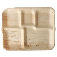 Snack-Teller aus Palmblatt "pure", eckig 5fach unterteilt 27 x 21,5 cm