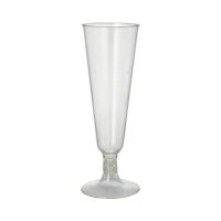 Stiel-Gläser für Sekt, PLA "pure" 0,1 l glasklar mit glasklarem Fuß