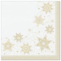 Weihnachtsservietten, champagner "ROYAL Collection" 1/4-Falz 40 x 40 cm "Just Stars"
