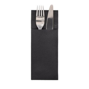 Airlaid Bestecktaschen, 40 x 33 cm, 1/8-Falz, schwarz