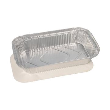 Aluschalen + Einlegedeckel, PP-beschichtet eckig 0,65 l 3,4 x 13 x 22 cm für Lasagne