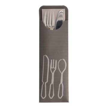 Bestecktaschen anthrazit , 23,5 x 7,3 cm inklusive farbiger Bistro Serviette