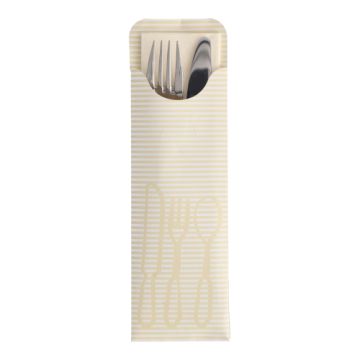 Bestecktaschen creme, 23,5 x 7,3 cm, inklusive farbiger Bistro Serviette