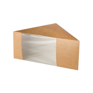 Bio-Sandwichboxen, Pappe mit Sichtfenster aus PLA 12,3 x 12,3 x 8,2 cm braun
