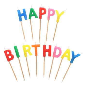 Buchstabenkerzen-Set 8 cm "Happy Birthday"
