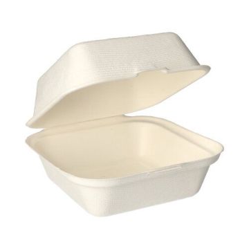Burger-Boxen aus Zuckerrohr "pure" 14 x 15 cm weiss
