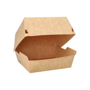 Burgerboxen, Pappe 12,5 x 12,5 cm braun "100% Fair" groß