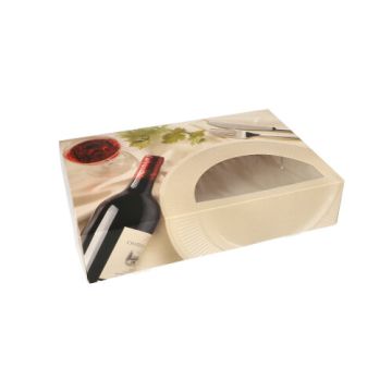 Catering-Kartons 8 x 24,5 x 35,5 cm "Burgund" mit PLA-Sichtfenster, einteilig