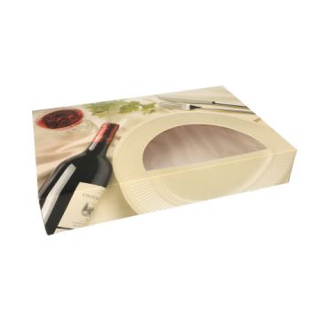 Catering-Kartons 8 x 31,5 x 46 cm "Burgund" mit PLA-Sichtfenster, einteilig