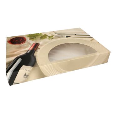 Catering-Kartons 8 x 37,5 x 55,5 cm "Burgund" mit PLA-Sichtfenster, zweiteilig