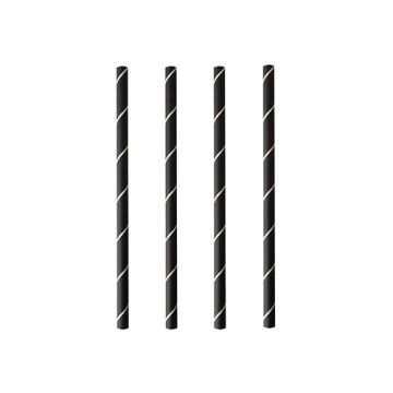 Cocktail Papierstrohhalme Ø 7 mm · 15 cm schwarz/weiss "Stripes"
