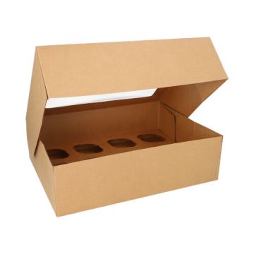 Cup-Cake Kartons eckig 10 x 35 x 27 cm mit Sichtfenster aus PLA (für jeweils 12 Stück)