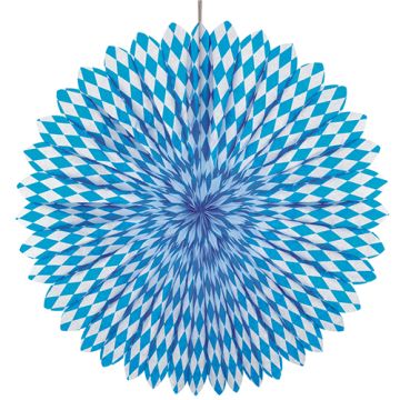 Dekofächer aus Papier Ø 75 cm "Bayrisch Blau" schwer entflammbar