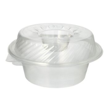 Feinkost- und Salatschalen mit Klappdeckel PP rund 1400 ml 11,4 x 22 x 21,5 cm transparent mit Dipfach