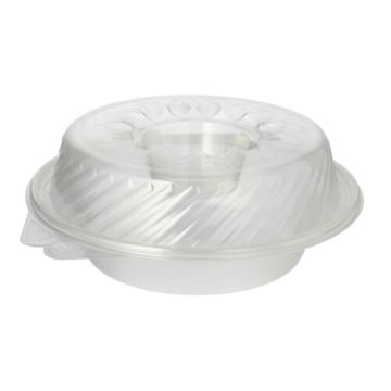 Feinkost- und Salatschalen mit Klappdeckel PP rund 950 ml 9,2 x 22 x 21,5 cm mit Dipfach