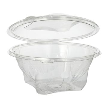 Feinkostbecher und Salatschalen To Go, mit Klappdeckel, R-PET, rund, 1000 ml, glasklar