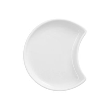 Finferfood-Teller aus Porzellan, Halbmond Ø 9 cm · 1,2 cm weiss "Ano"