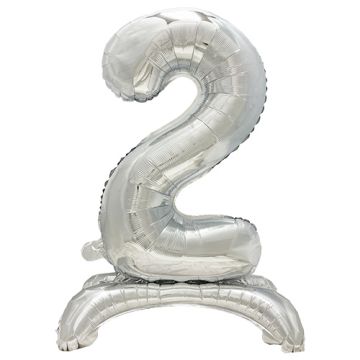 Folienluftballon 73 cm silber "2" stehend