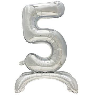 Folienluftballon 73 cm silber "5" stehend