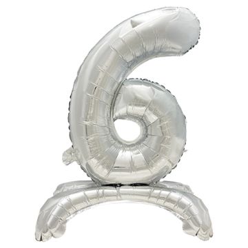 Folienluftballon 73 cm silber "6" stehend