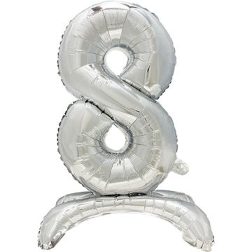 Folienluftballon 73 cm silber "8" stehend