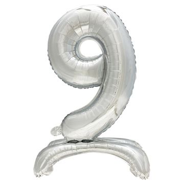 Folienluftballon 73 cm silber "9" stehend