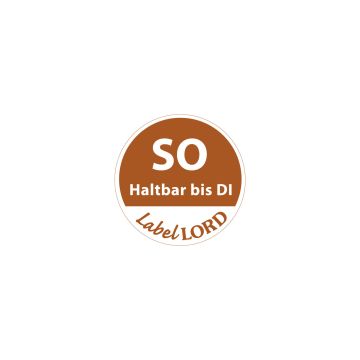 HACCP Etiketten Ø 19 mm braun "Aqualabel" SO haltbar bis DI, abwaschbar