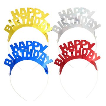 Haarreif für Geburtstag, farbig sortiert "Happy Birthday"