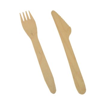 Holzbesteck "pure" 16,5 cm (250 Messer + 250 Gabeln)