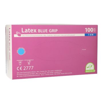 Latexhandschuhe, puderfrei, blau, Größe M, "Medi-Inn®", "Blue Grip"