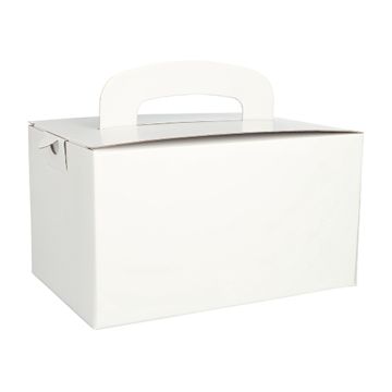 Lunchbox aus Pappe "pure" mit Tragegriff, weiss, 12,5 x 15,5 x 22,5 cm