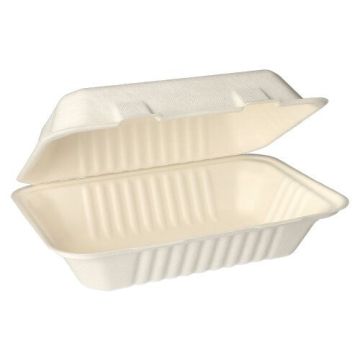 Menüboxen aus Zuckerrohr "pure" ungeteilt 15,5 x 23 cm weiss