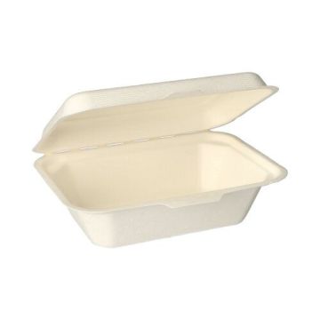 Menüboxen aus Zuckerrohr "pure" ungeteilt 18 x 12,5 cm weiss