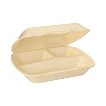 Menüboxen mit Klappdeckel, XPS 3-geteilt 7,5 x 24,3 x 20,8 cm creme